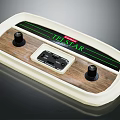 TESTAR Control Panel With Wooden Surface White Frame Black Knobs And Green Lines