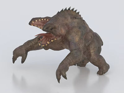 Fierce Game and Movie Monster Character With Spiked Back Large Mouth Sharp Teeth and Claws 3d model