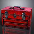 Red Vintage Toolbox With Metal Latches Handle And Shiny Surface