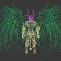 Technology Exhibition Hall Showcasing Mythical Creature 3D Model With Wings And Armor