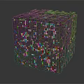 Intricate Mechanical Cube Structure With Green Glowing Lights And Geometric Patterns 3d model