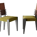 Various Modern Dining Chairs With Wooden Backrest Green Seat And Metal Legs Design