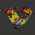 Cute Roman Soldier Characters in 3D Render With Shields and Weapons