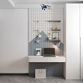 Modern Children's Room With Bunk Bed And Toys Storage