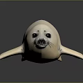 Realistic White Seal Model Placed On Black Smooth Surface With Clear Reflection 3d model