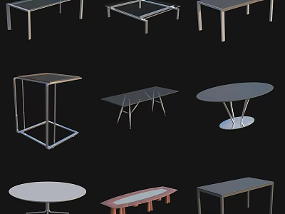 Collection of Modern Coffee Tables with Various Designs and Metal Frames 3d model