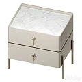 Modern Beige Two Drawer Cabinet With Metal Handles And Metal Legs