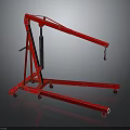 Red Mobile Crane With Tripod Base Extendable Boom And Swivel Hook On Wheels 3d model
