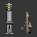 Outdoor Lamp Post Designs With Metal Layered Structure Wooden Post And Lantern Light