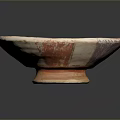 Colorful Bowl Shaped Sculpture Carving With Red Circular Motifs Purple Spiral And Pedestal Base