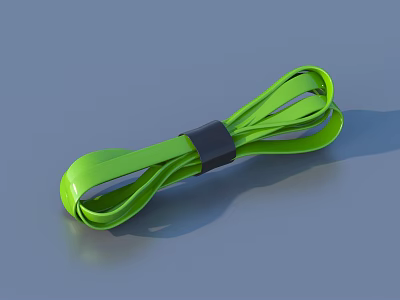 Green Household Elastic Strap With Black Band For Secure Binding And Organizing 3d model
