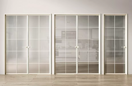Cream wind double door single door glass single door French glass door glass double door kitchen door toilet door 3d model