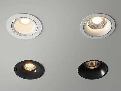 Modern White and Black Downlights Spotlights Illuminated on Ceiling Design 3d model