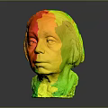 Artistic Clay Sculpture of Human Head with Detailed Facial Features and Expressions