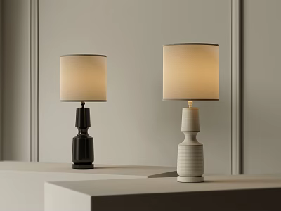 Modern Table Lamps With Black And White Bases And Fabric Lampshades For Minimalist Home Decor 3d model
