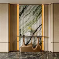Modern Foyer Hallway Interior Design With Marble Wall Console Table And Vase