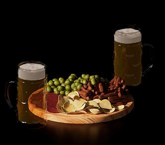 Modern Food Beer Snack Ornaments Combination 3d model