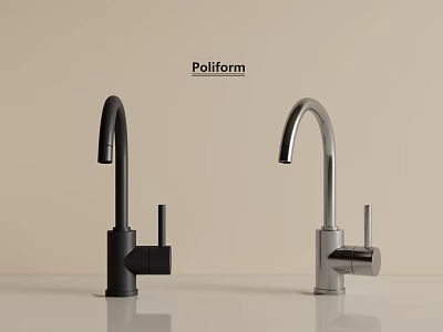 Poliform Black And Silver Modern Faucets With Sleek Design On Light Background 3d model