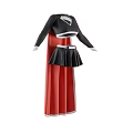 Superhero Themed Outfit With Black Crop Top Skirt And Red Cape