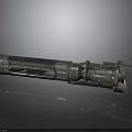 Sci-Fi Weapon Featuring Metallic Cylindrical Structure And Detailed Components 3D Rendered On Dark Background 3d model