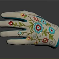 Teal Gloves With Orange Straps White Fingers On Black Surface With Reflection