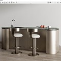 Modern Bar Counter Bar Chair Water Bar Counter Bar Chair 3d model