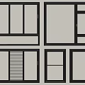 Modern Black Frame Window Designs With Various Panel Styles And Sizes 3d model