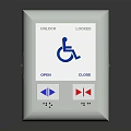 Modern Accessible Control Panel With Wheelchair Icon Open Close Buttons And Arrow Symbols