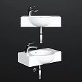 Modern White Washbasin With Sleek Countertop And Chrome Faucet Design