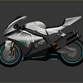 Futuristic Silver And Black Motorcycle With Sleek Design And Blue Accent Lights