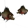 Fierce Reptile With Sharp Teeth Spiked Dorsal Fin And Dark Red Spots Opening Mouth