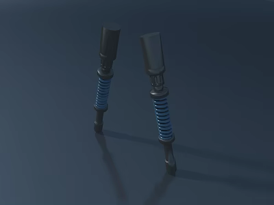 Black Shock Absorbers With Blue Coil Springs And Metal Cylinders 3d model
