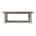 Elegant Dining Table With Marble Top And Grey Carved Column Legs Design 3d model