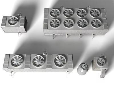 Industrial Electronic Cooling Units With Multiple Fans And Durable Metal Casing Design 3d model
