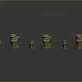 Artisan Wood and Stone Decorative Stacked Pillars in Various Shapes And Sizes