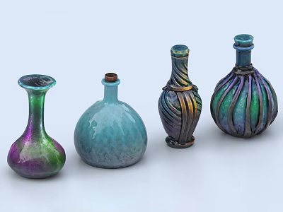 Colorful Handcrafted Ceramic Vases With Unique Shapes Textures And Artistic Designs 3d model