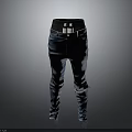 Fashionable Blue Jeans With Distressed Ripped Details Black Waistband And Visible Tags
