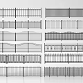 Various Metal Fence Designs With Different Patterns And Rail Structures For Home 3d model