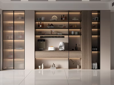 Modern Wine Cabinet With Glass Doors And Built In Lighting For Wine Bottles 3d model