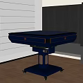 Blue Entertainment Table With Wheeled Base Storage Drawers And Smooth Top Surface