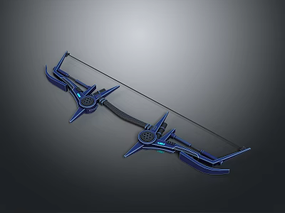 Futuristic Blue Bow Weapon with Modern Mechanical Structure and Glowing Accents 3d model
