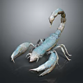 Realistic Blue Metallic Scorpion Sculpture With Detailed Claws And Curved Tail