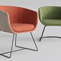 Orange and Green Upholstered Accent Chairs with Modern Metal Frame Design