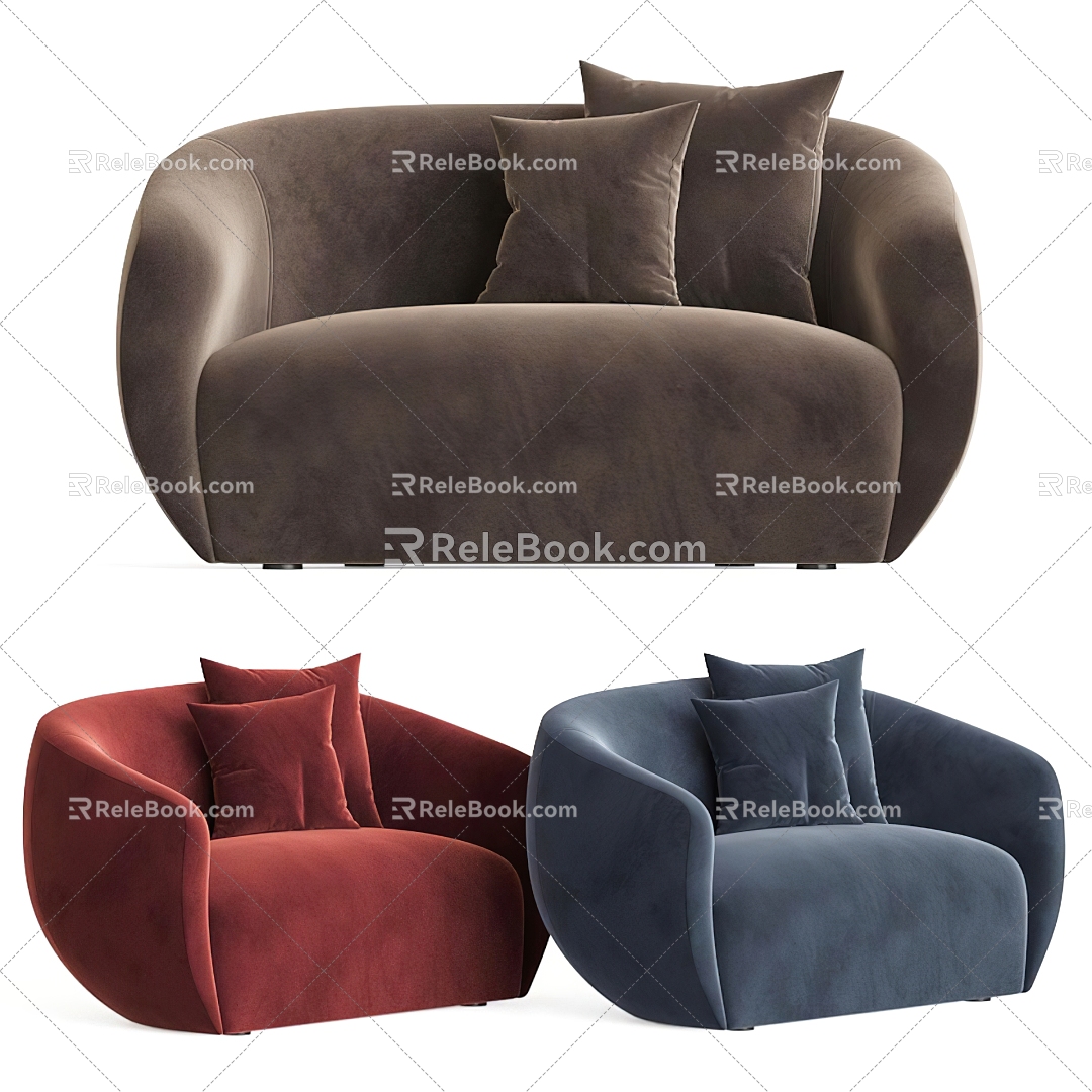 Single Sofa Fabric Single Sofa Italian Single Sofa 3d model