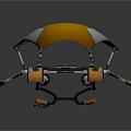 Futuristic Mechanical Vehicle Design with Yellow White Dome Tracked Chassis and Glowing Details