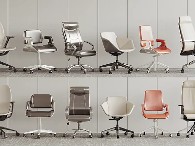 Modern Office Chairs With Various Styles And Different Color Options For Workspace Use 3d model