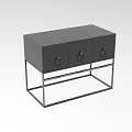 Stylish Black Functional Desk With Three Cabinet Doors And Metal Frame