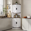 White Kitchen Cabinets In Modern Interior With Sink Cutting Board And Glass Jars