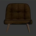 Modern Brown Tufted Chaise Lounge With Curved Back And Wooden Legs