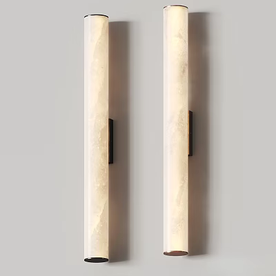 Modern Wall Sconce With Cylindrical Marble Design And Metal Mounting Accents 3d model